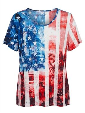 Gloria Vanderbilt Red, White & Blue Patriotic Short-Sleeve Tee